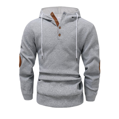 Solid-color jacquard hooded sweatshirt