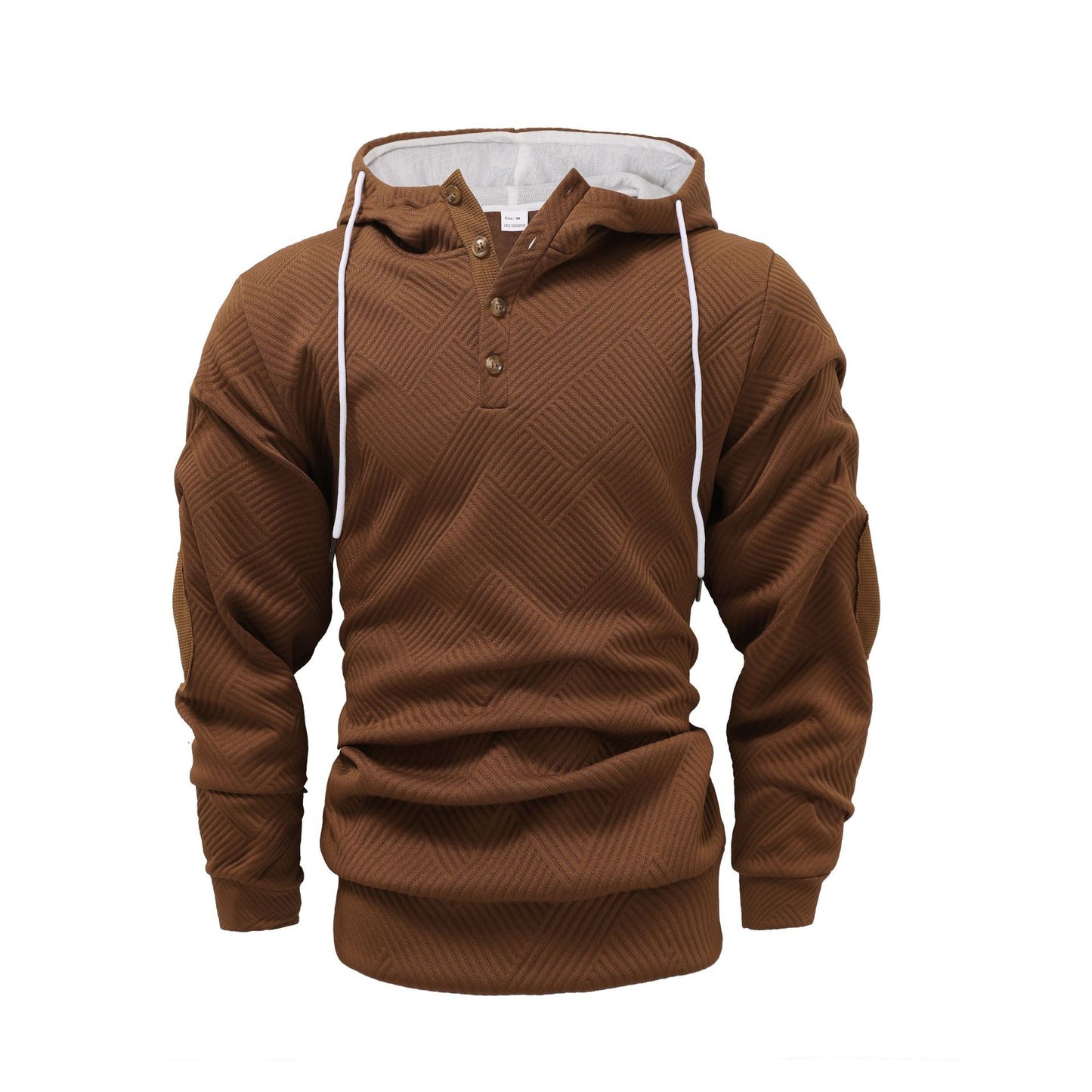 Solid-color jacquard hooded sweatshirt