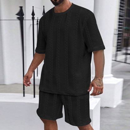 Solid-color jacquard summer casual men's suit