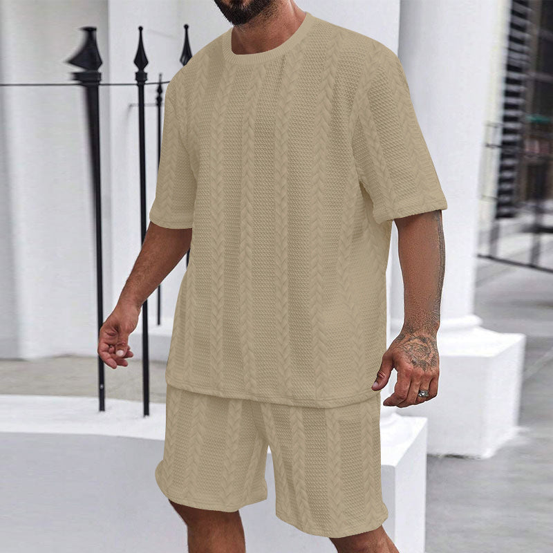 Solid-color jacquard summer casual men's suit