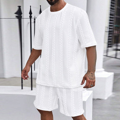 Solid-color jacquard summer casual men's suit