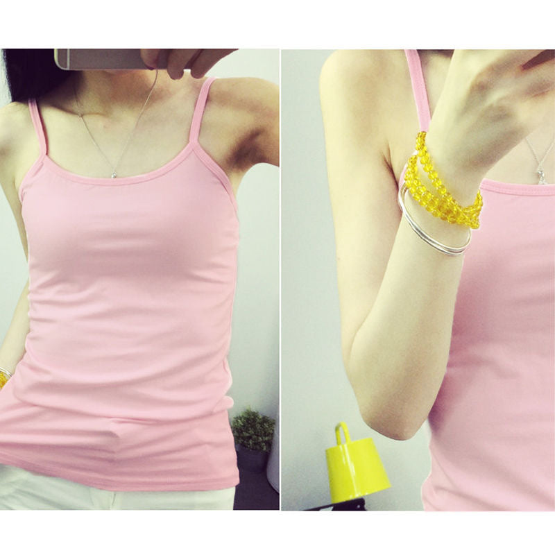 Solid Color Knitted Camisole with Round Neck