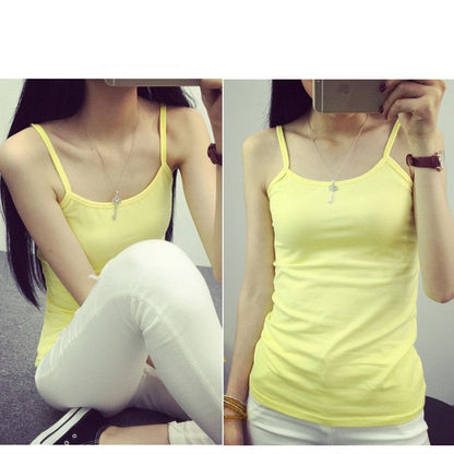 Solid Color Knitted Camisole with Round Neck