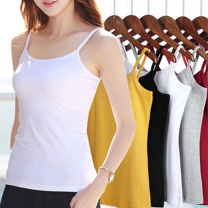 Solid Color Knitted Camisole with Round Neck