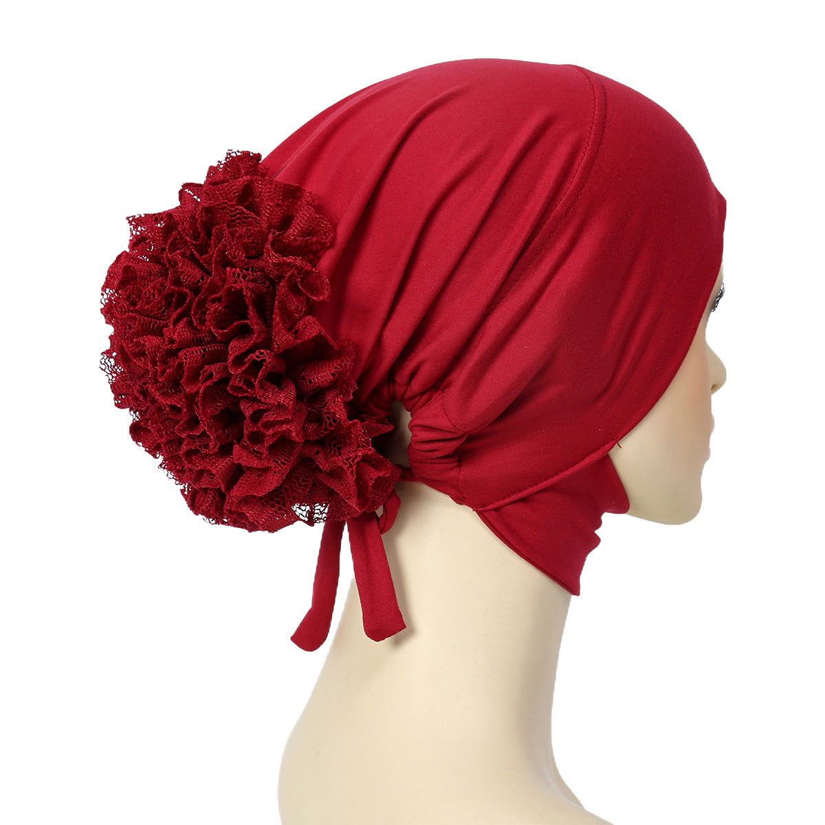 Solid Color Lace Back Turban Hat