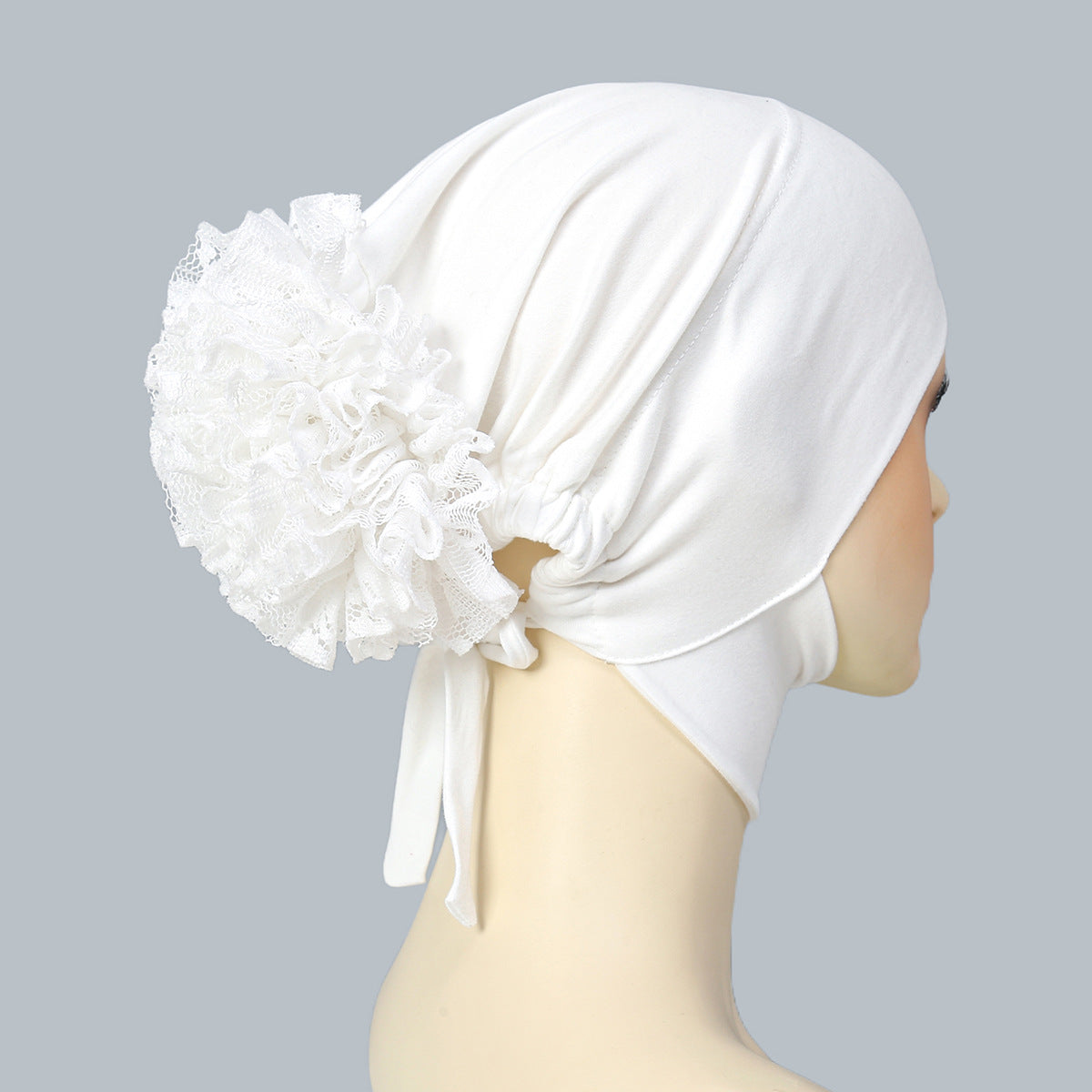 Solid Color Lace Back Turban Hat