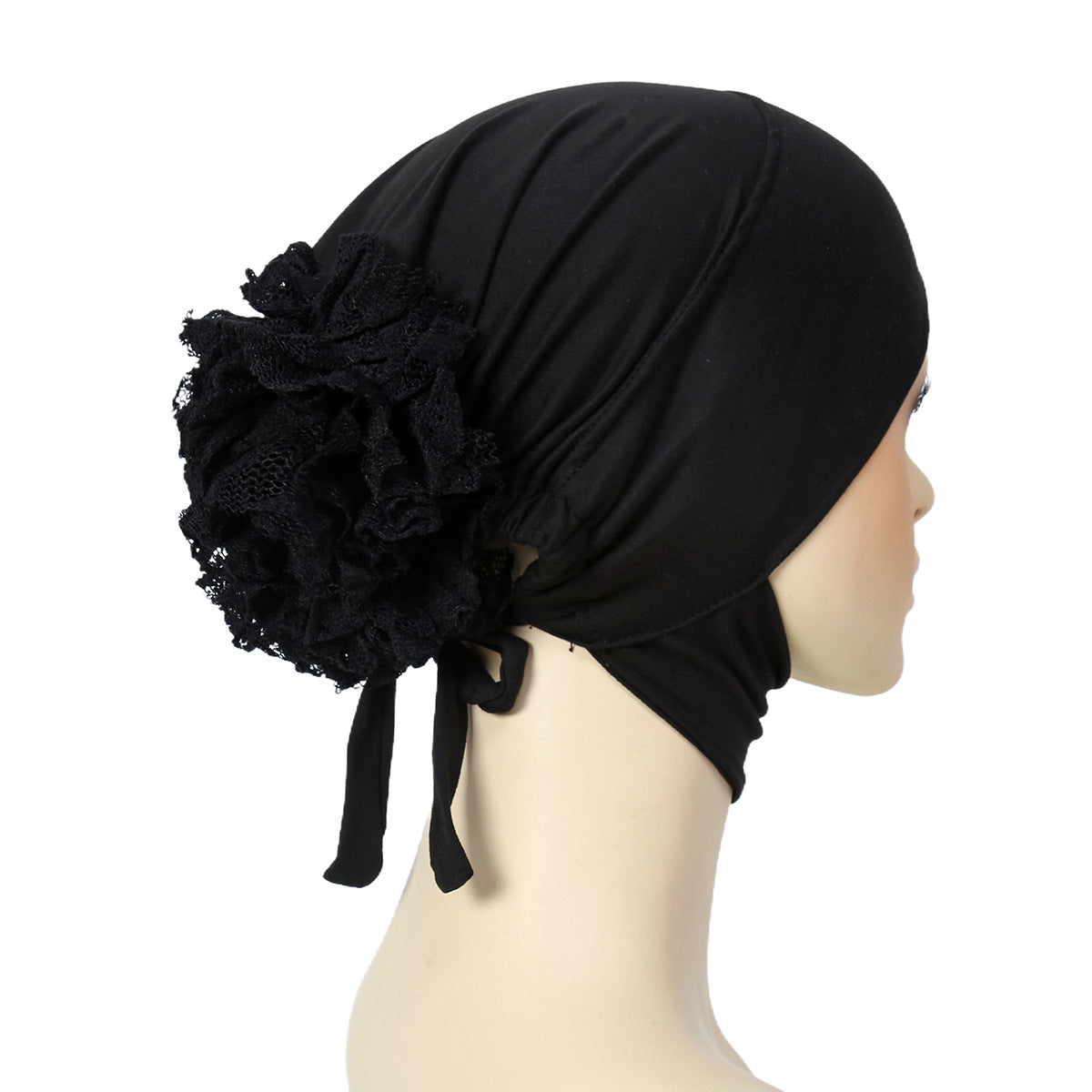 Solid Color Lace Back Turban Hat