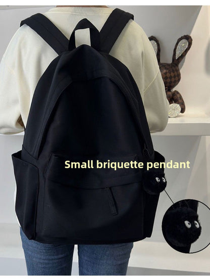 Solid-color large-capacity backpack with dual shoulder straps