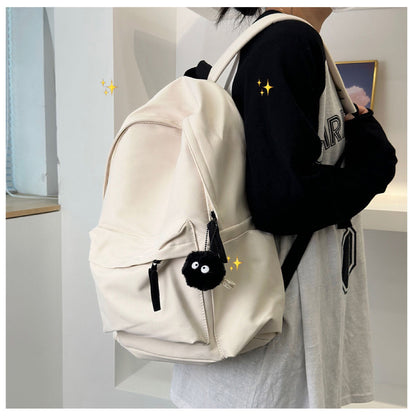 Solid-color large-capacity backpack with dual shoulder straps
