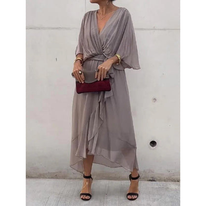 Solid-color long dress