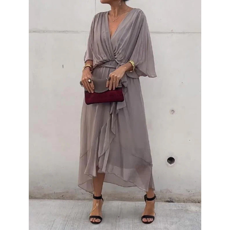 Solid-color long dress