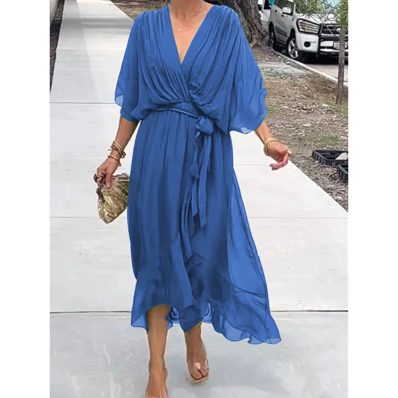 Solid-color long dress