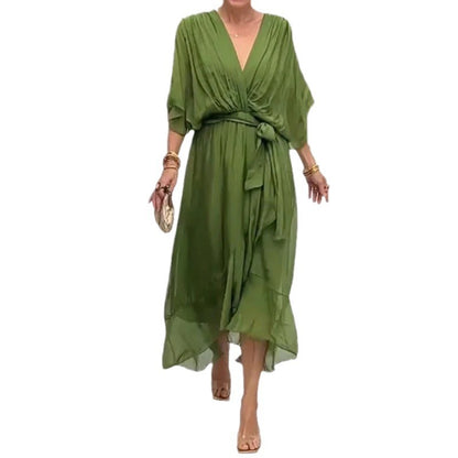 Solid-color long dress