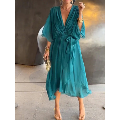 Solid-color long dress