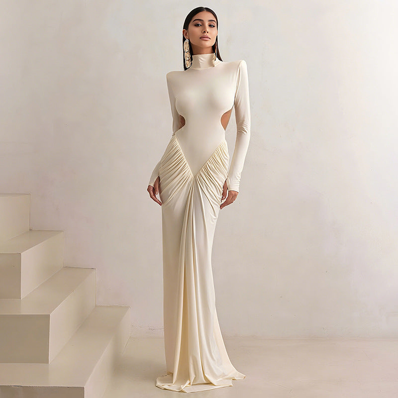 Solid color long dress