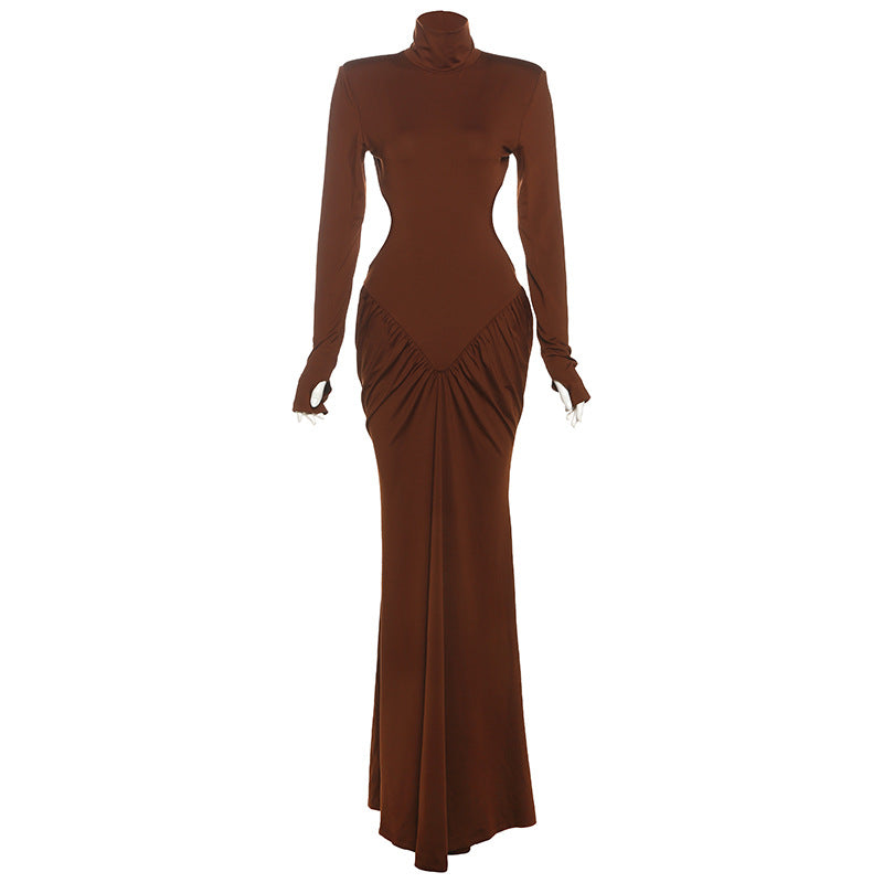 Solid color long dress