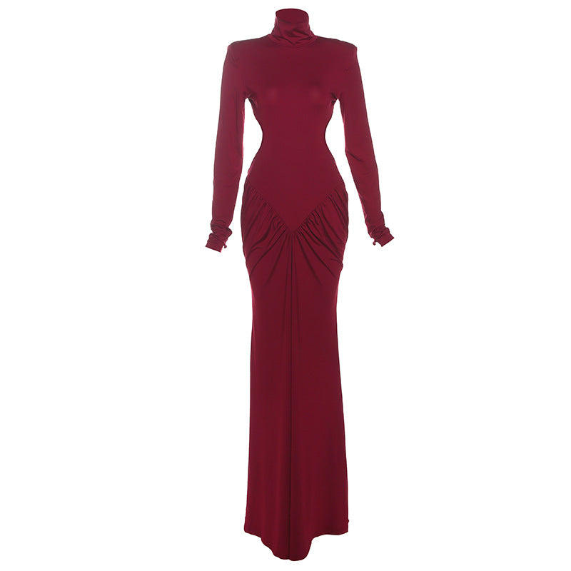 Solid color long dress