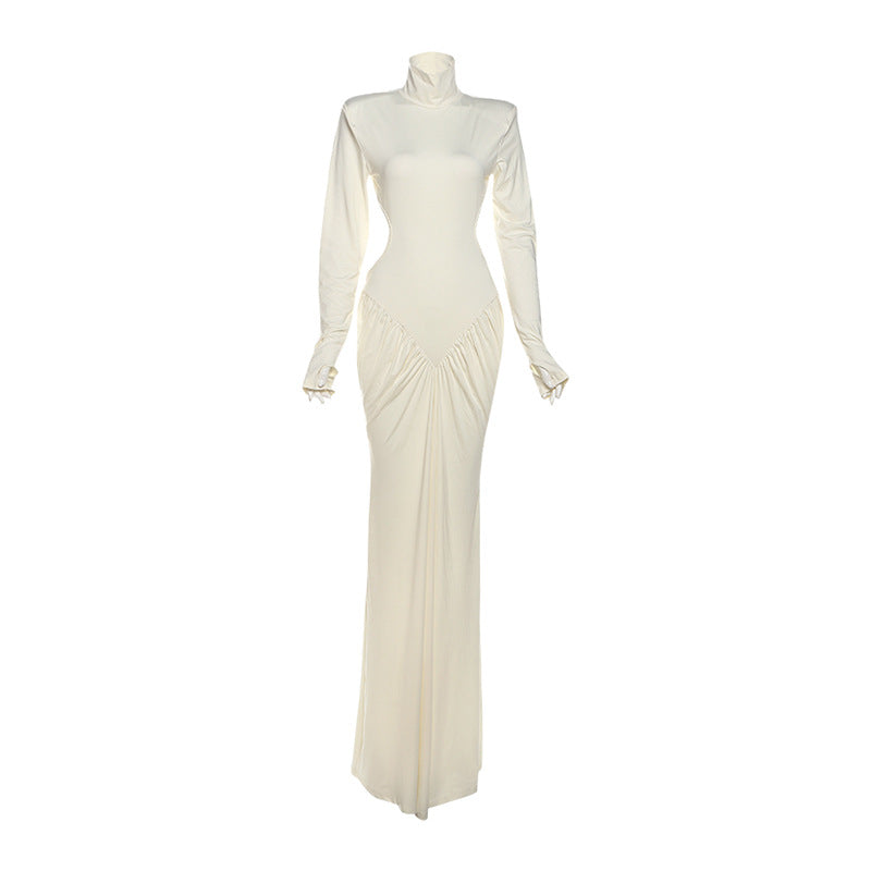Solid color long dress