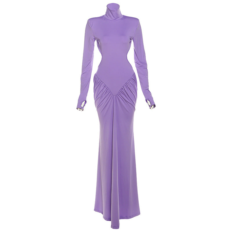 Solid color long dress