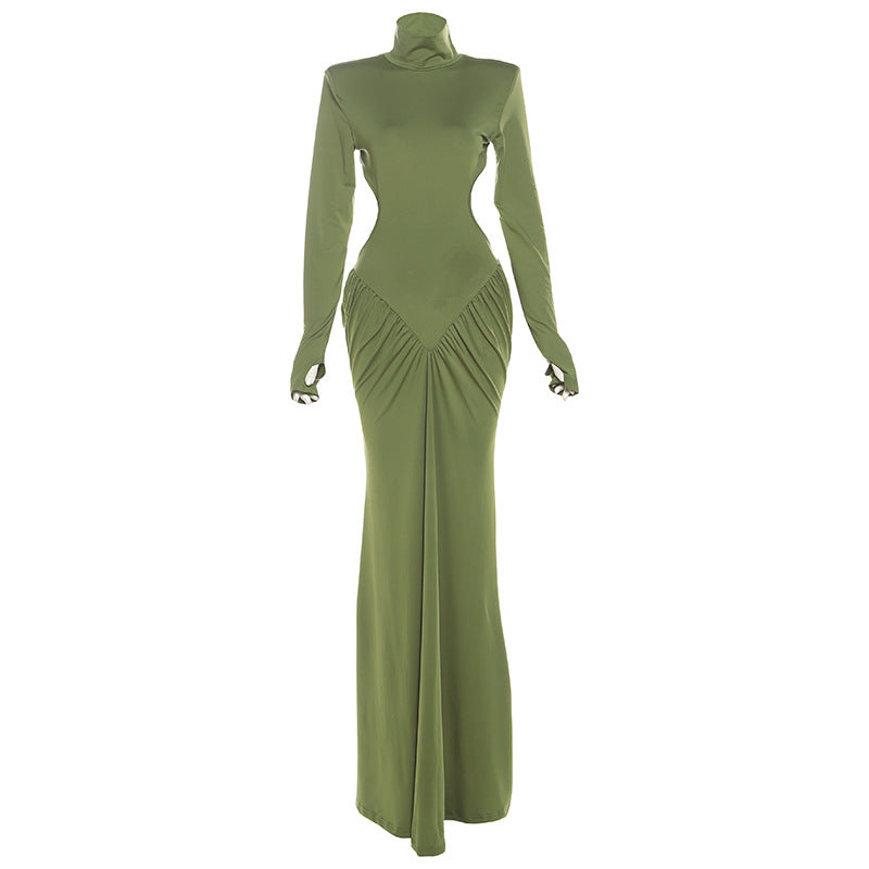 Solid color long dress