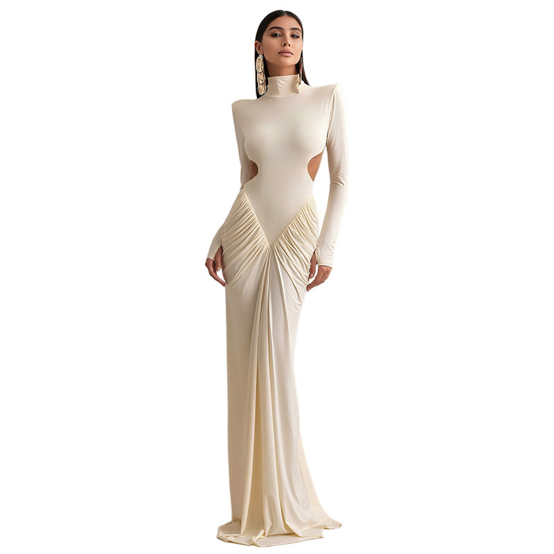 Solid color long dress