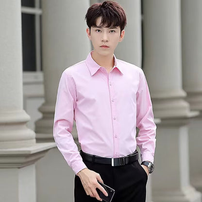 Solid-color long-sleeved shirt