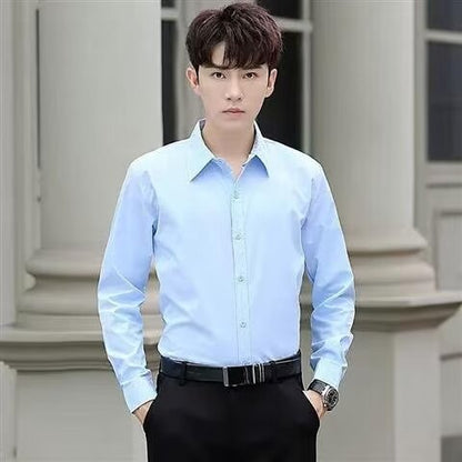 Solid-color long-sleeved shirt