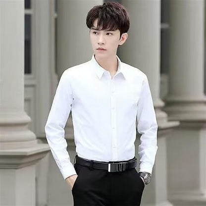 Solid-color long-sleeved shirt