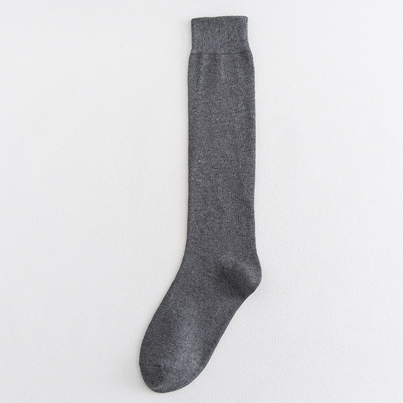 Solid-color men's high-topped socks for autumn and winter