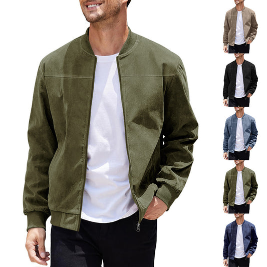 Solid color men's zip-up jacket
