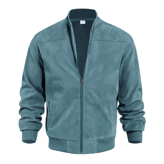Solid color men's zip-up jacket