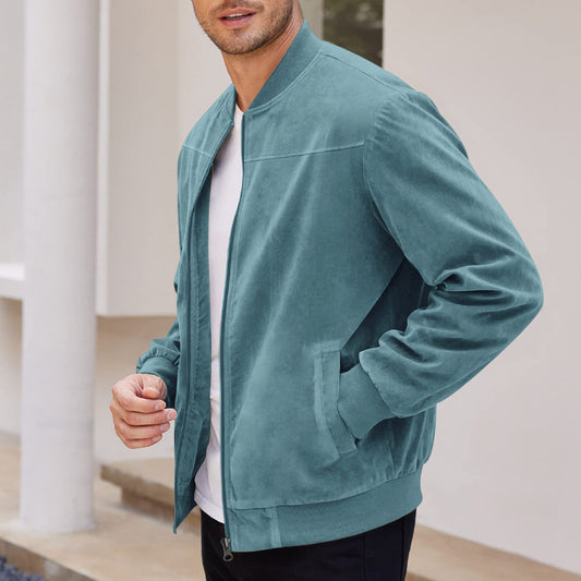 Solid color men's zip-up jacket