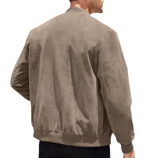 Solid color men's zip-up jacket