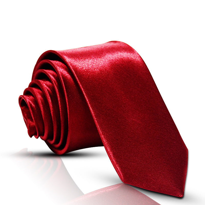 Solid color narrow tie men's hand-tied tie