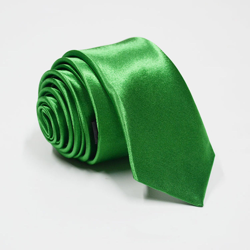 Solid color narrow tie men's hand-tied tie