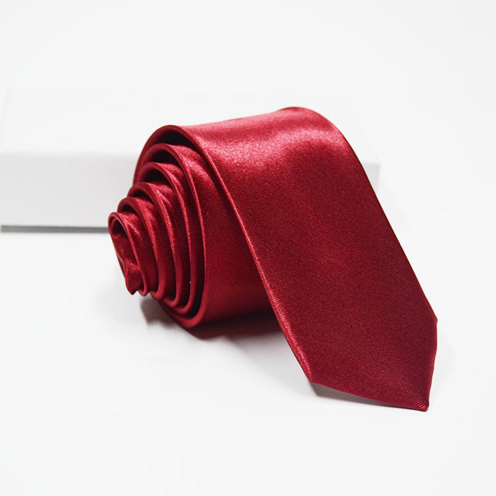 Solid color narrow tie men's hand-tied tie