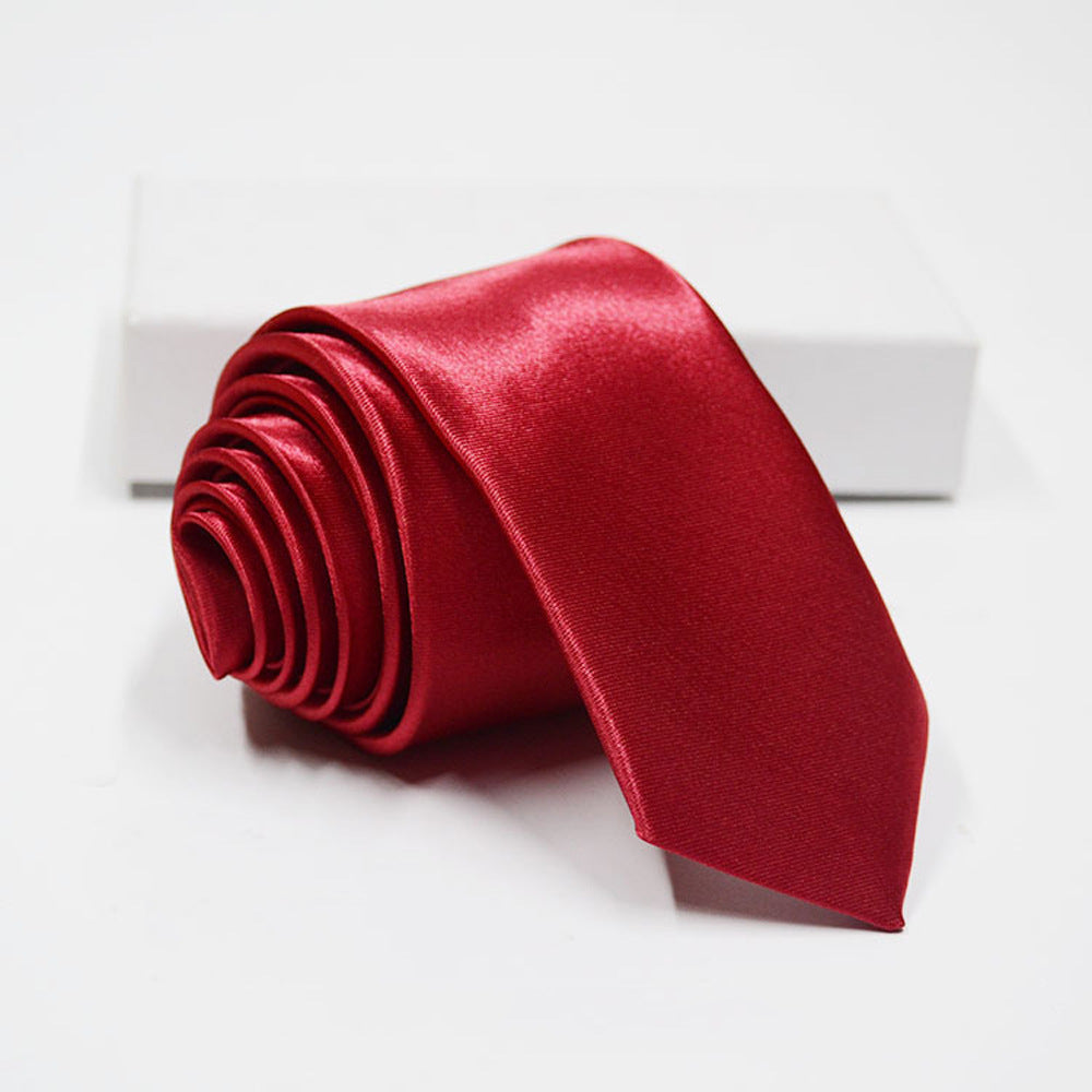 Solid color narrow tie men's hand-tied tie