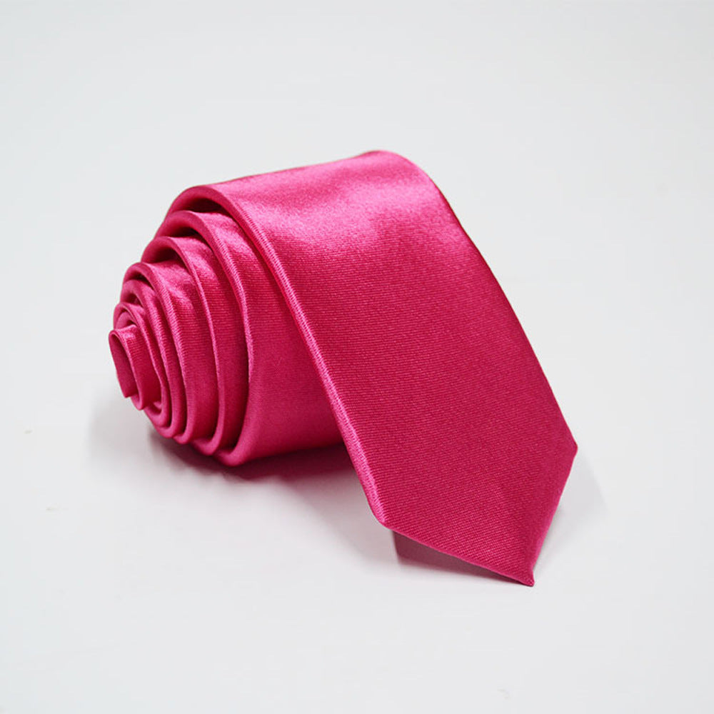 Solid color narrow tie men's hand-tied tie