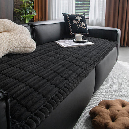 Solid Color Non-Slip Plush Sofa Cushion Cover