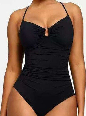 Solid Color One Piece Triangle Bikini
