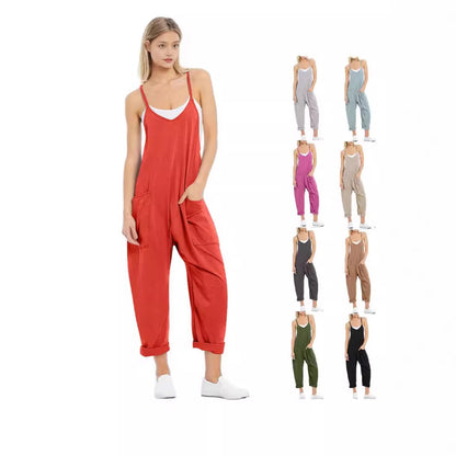 Solid-color overalls