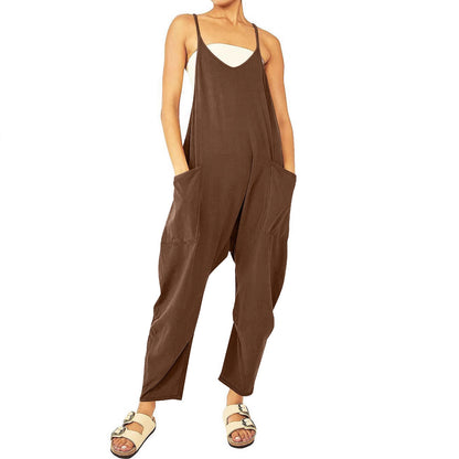 Solid-color overalls