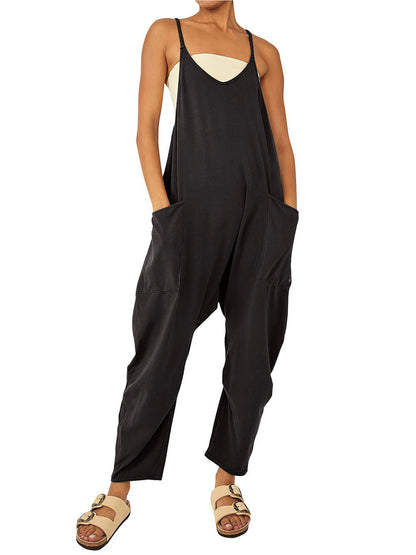 Solid-color overalls