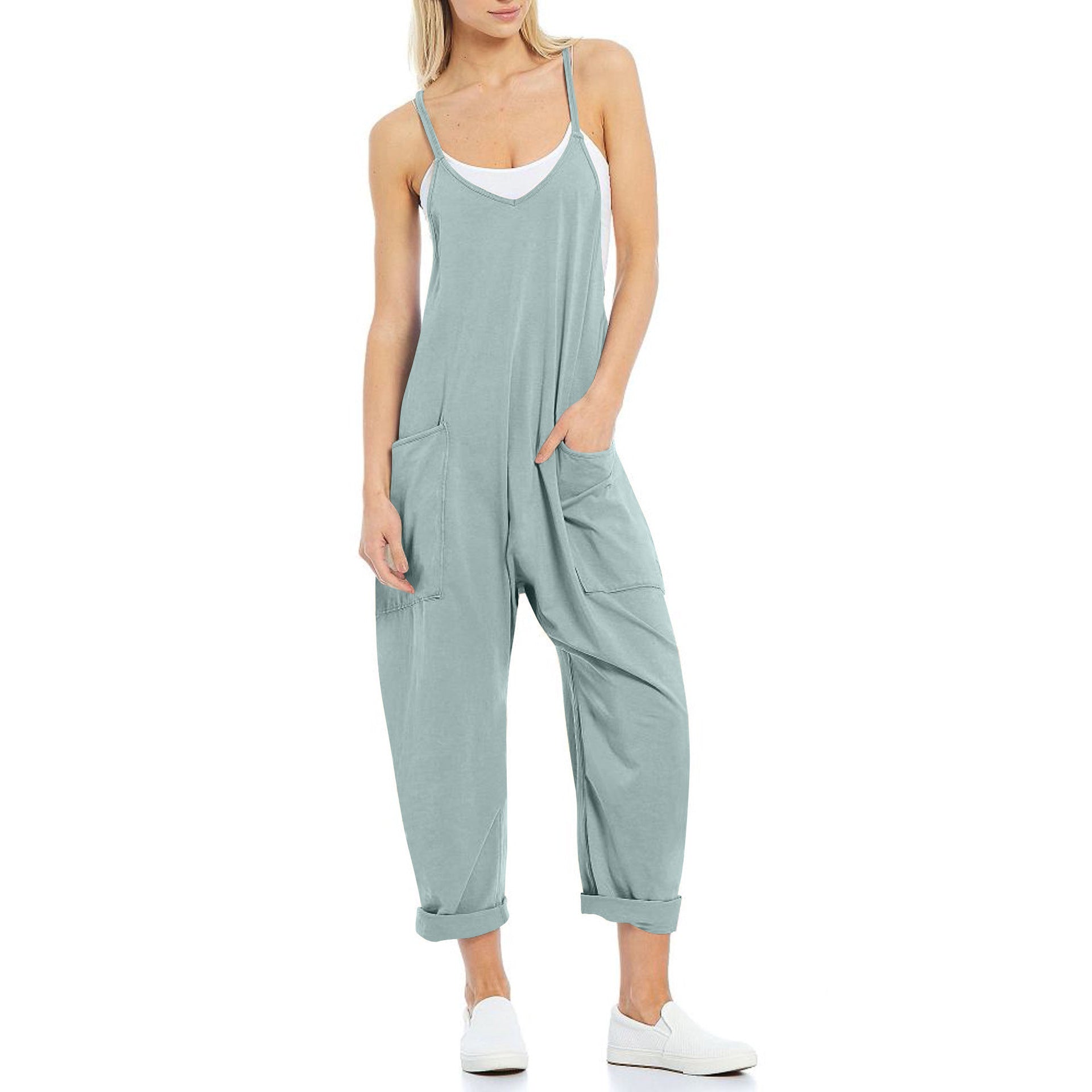 Solid-color overalls
