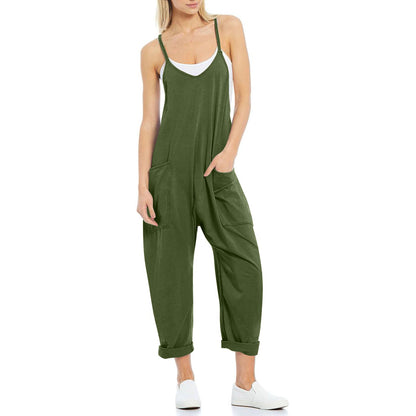 Solid-color overalls
