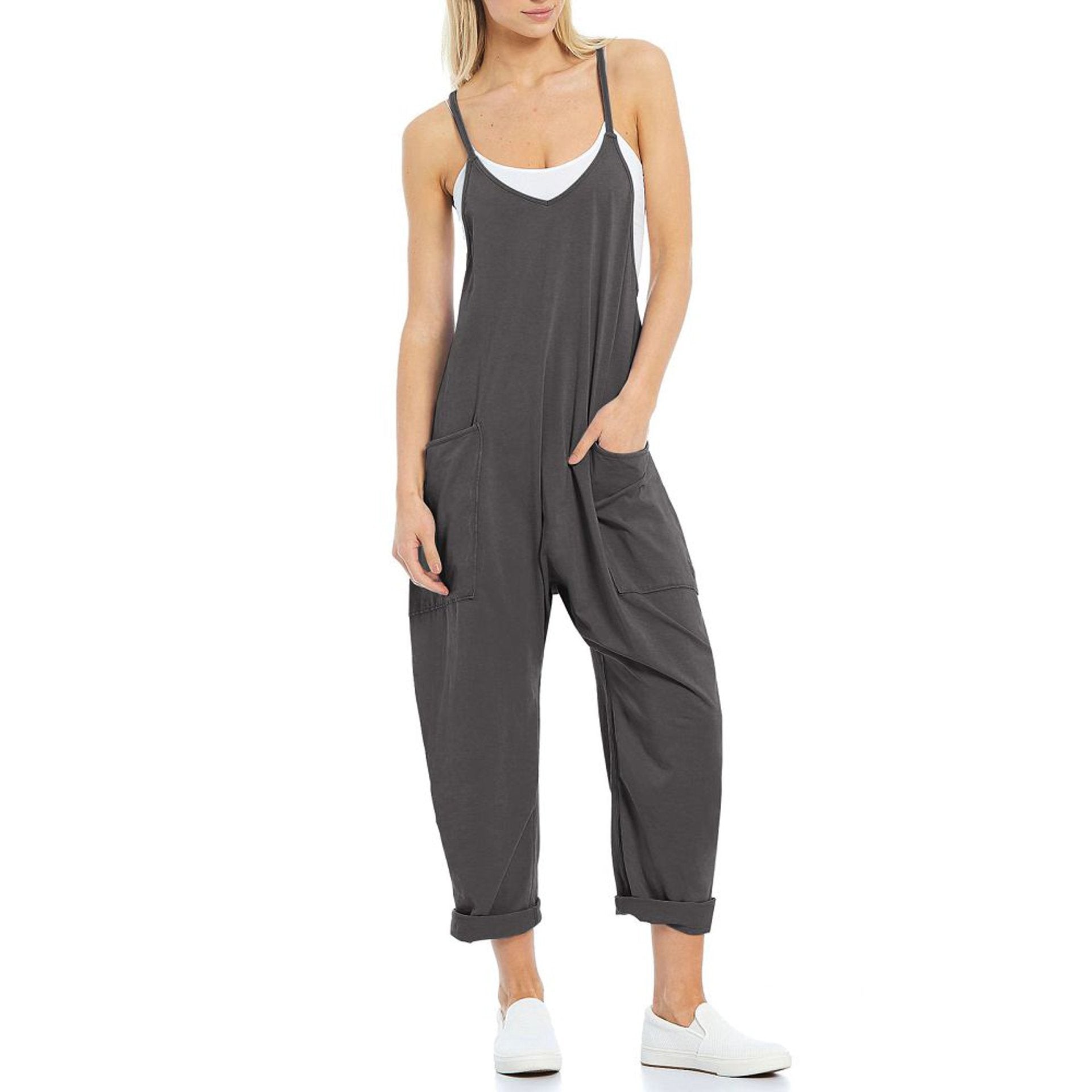 Solid-color overalls