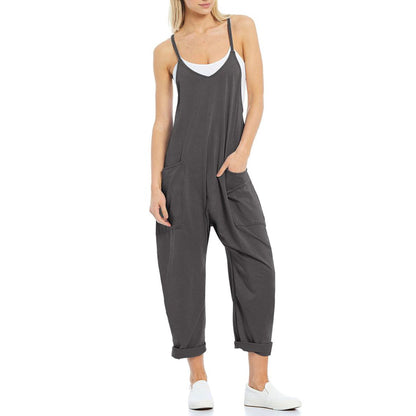 Solid-color overalls