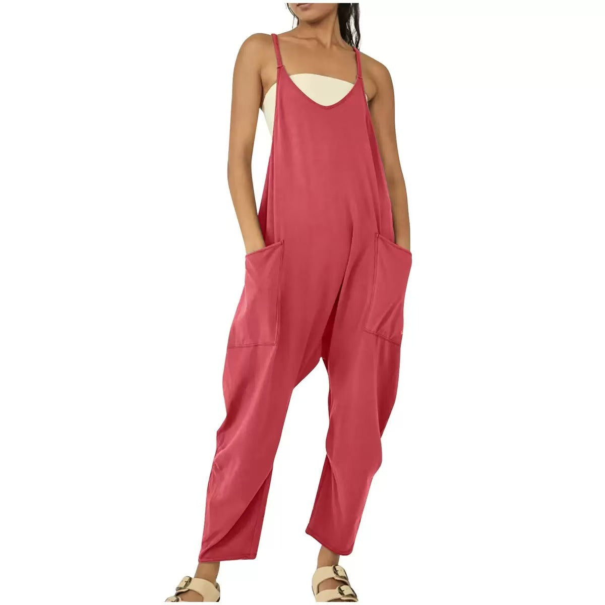 Solid-color overalls
