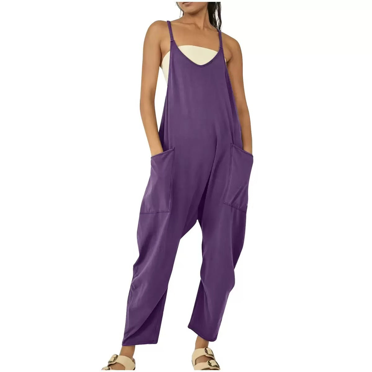 Solid-color overalls