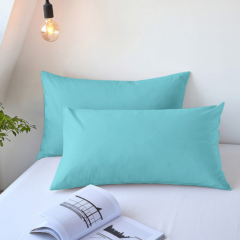 Solid-color pocket pillow cover